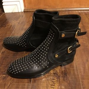 Chloe Black Short Sock Studded Leather Boots